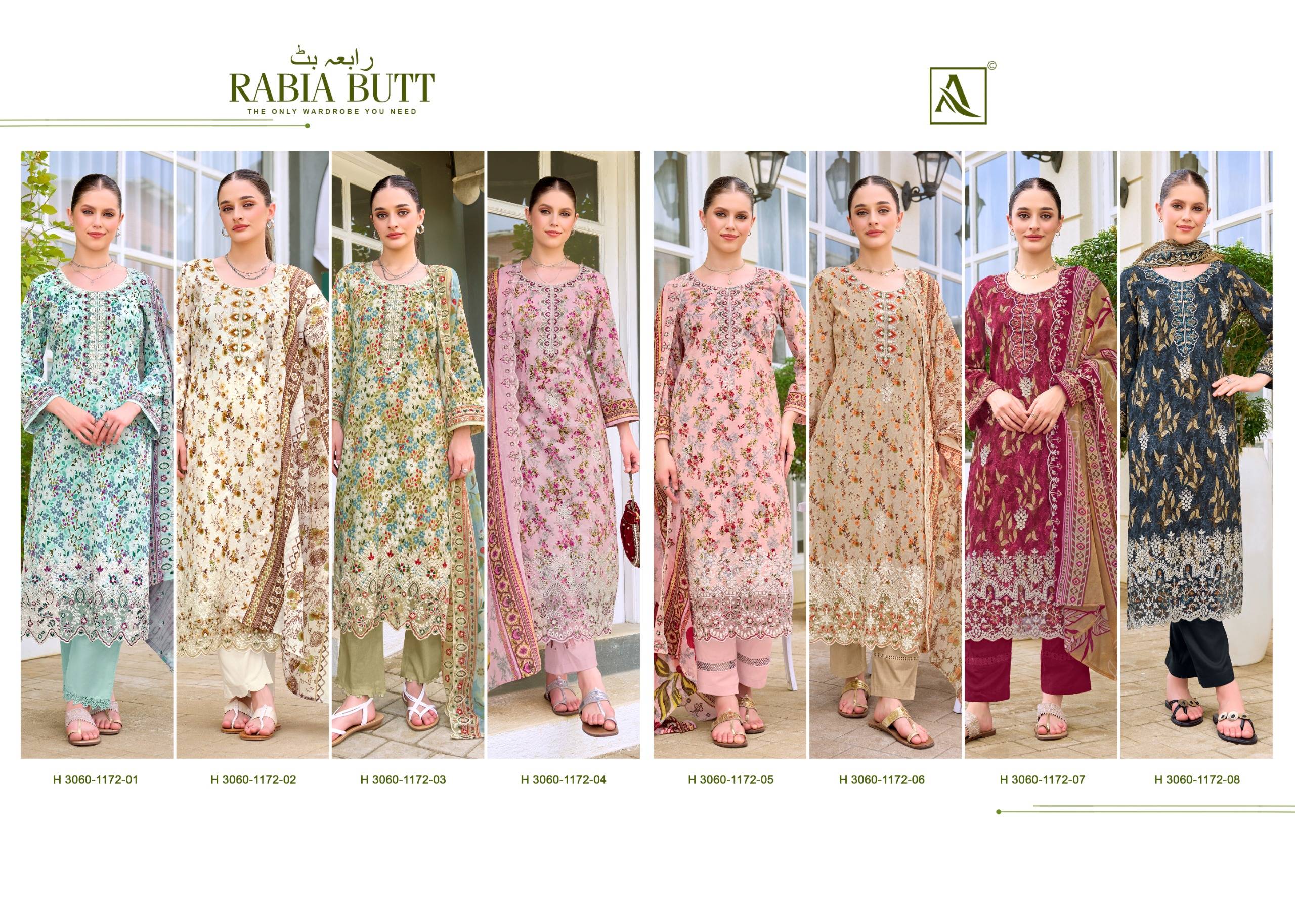 RABIA BUTT BY ALOK SUIT 01 To 08 Series Beautiful Festive Suits Stylish Colorful Fancy Casual Wear & Ethnic Wear Pure Cambric Cotton Dresses At Wholesale Price